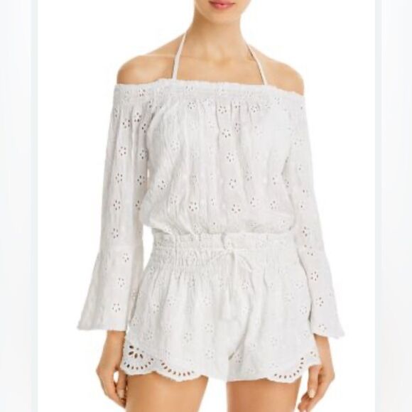 SURF G*PSY White Lace Off-Shoulder Top size small beach wear vacation cruise - Picture 5 of 5